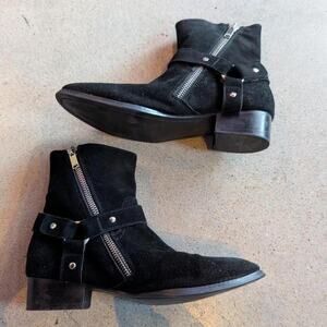 Saint Laurent Designer FW13 Wyatt Black Moto Ankle Boots Size 44